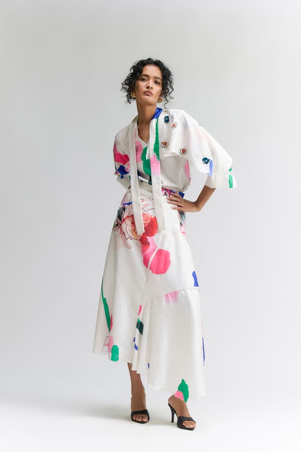 Colour Splash Blossom Printed Skirt Set — Itara an another