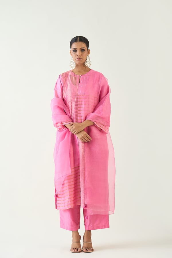 Kaya: Zari Silk Patch Kurta set — SHIVANI BHARGAVA