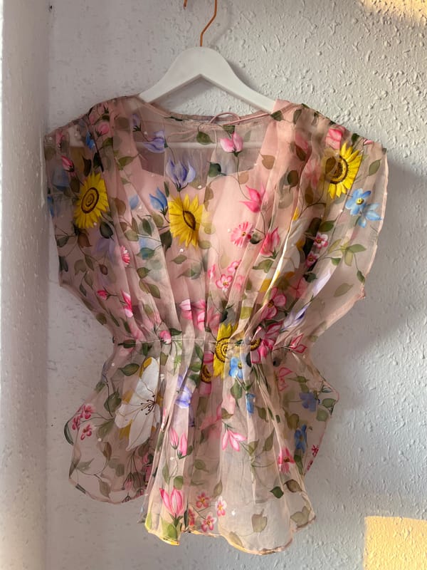 Blush Pink Floral Silk Organza Peplum Top with Inner Slip — THE FINICKY COLORIST