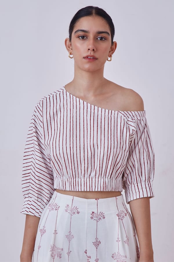 Gaya Red Stripe Hand Printed Top — The Summer House