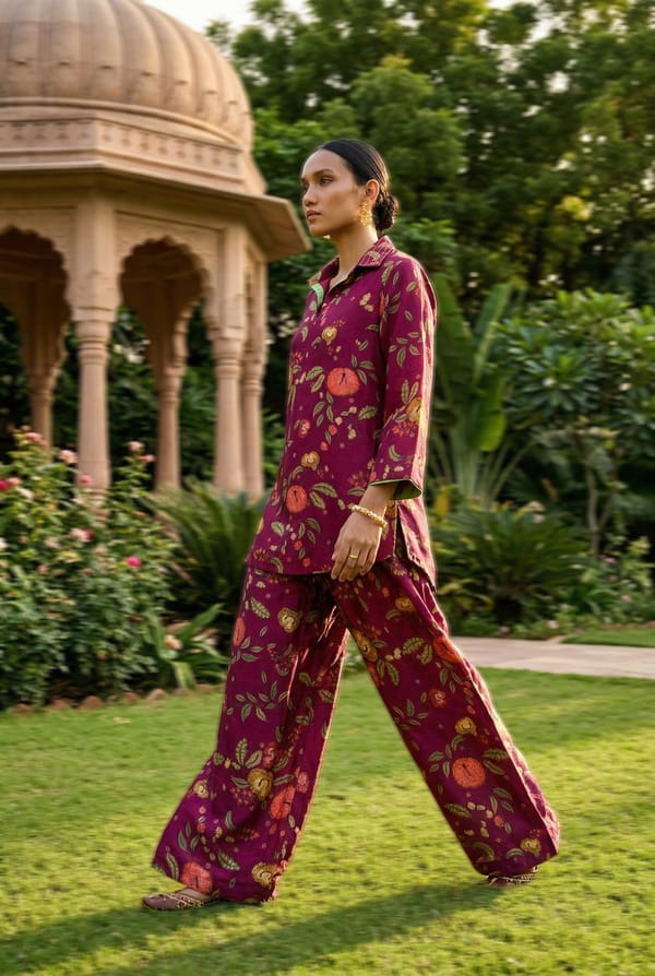Shaam Co-ord Set - Wine — SAUNDH