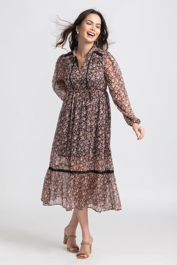 Cocoa Blossom Midi Dress — Julo