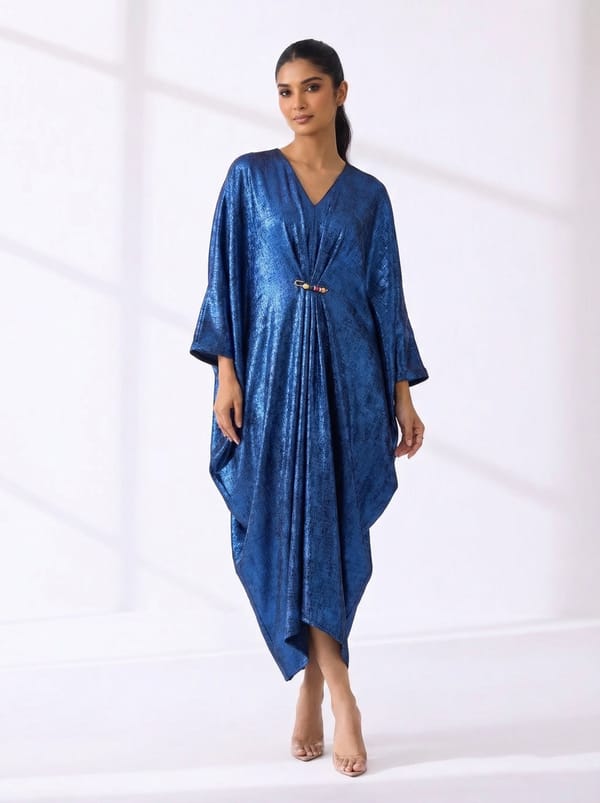 Blue Draped Kaftan — Dash and Dot