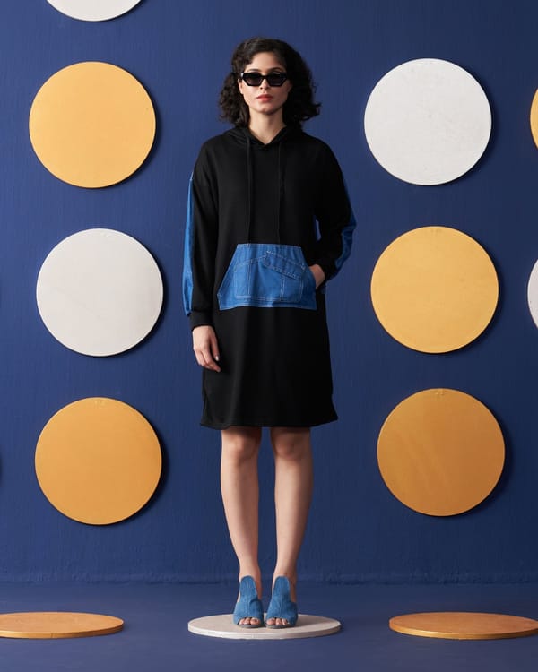 Denim Hoodie Dress — Aruni