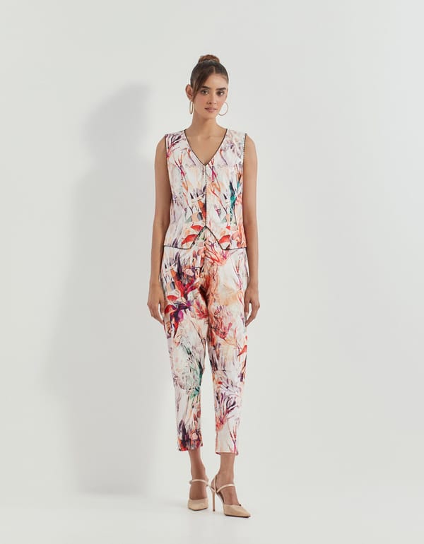 Pink Printed Top and Pants Co-ord Set — Kavita Bhartia