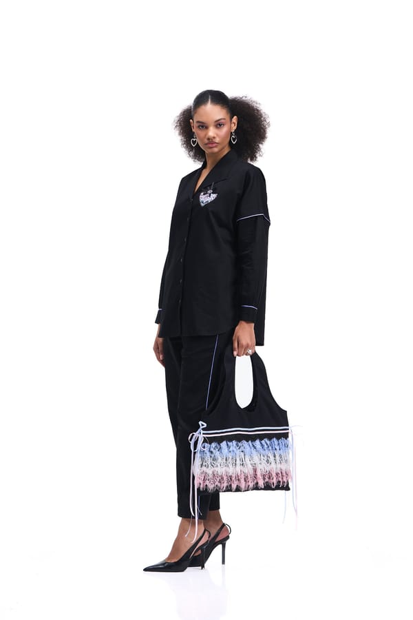 Black Cotton Twill Shirt and Trouser Co-ord Set — Our Love