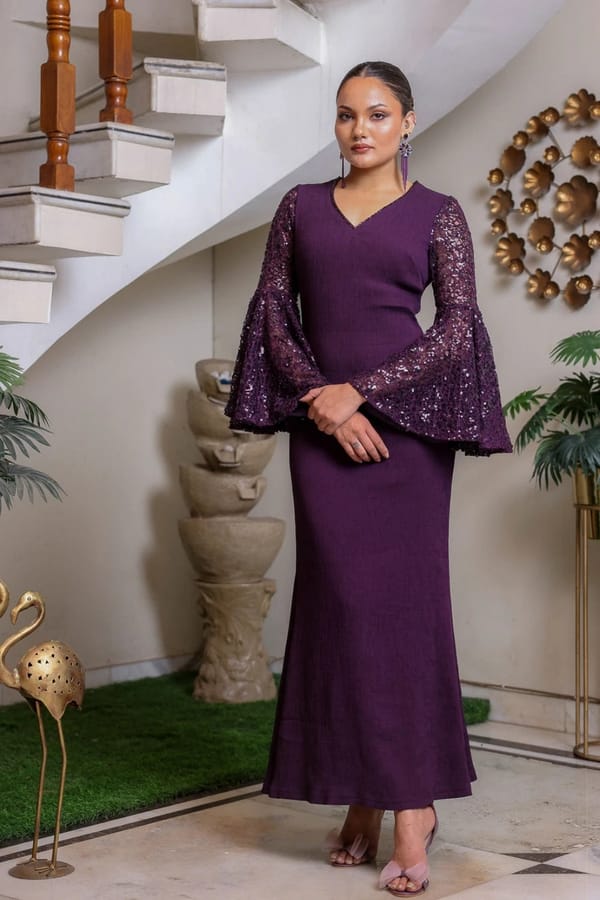 Purple Bell-Sleeve Gown — EDITION II