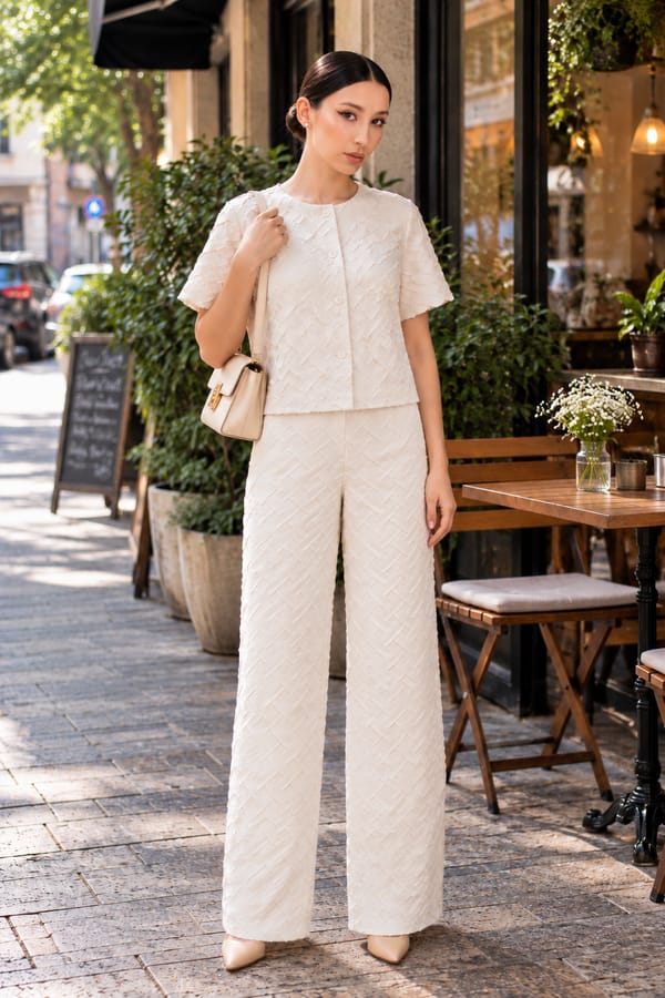 Ivory Velisea Coord Set — Pleats by Aruni