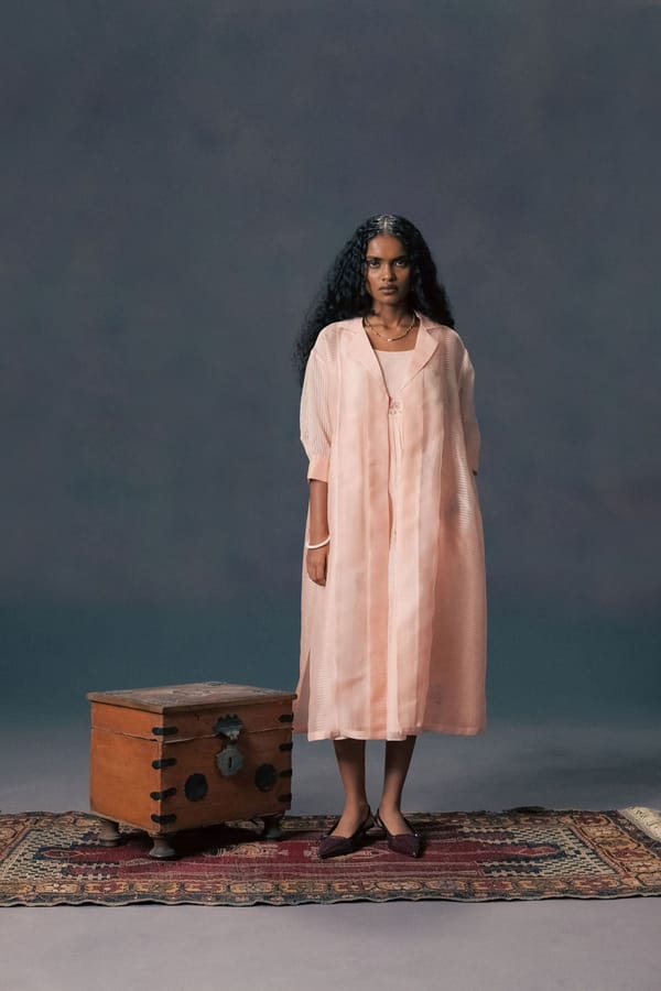 Organza Jacket With Print Straight Cut Dress — Arcvsh Pallavi Singh