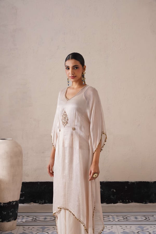 Dutch Ivory Tissue Organza Kaftan Kurta Set — SHREYASH JAIN