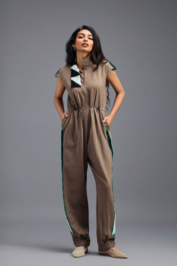 MUD MEGA SLEEVE ZIP-FRONT JUMPSUIT — Deepika Arora