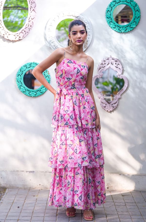 Jacqueline Ruffle Dress: Pink — EWOKE STUDIO
