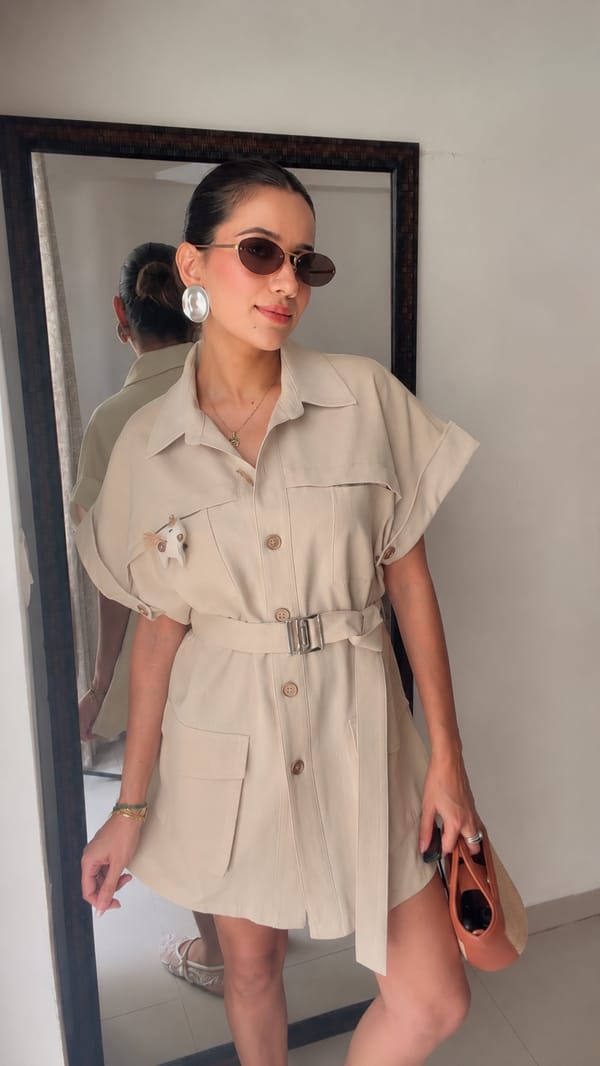 Ivory Utility Belted Dress — CLOSET AFFAIR