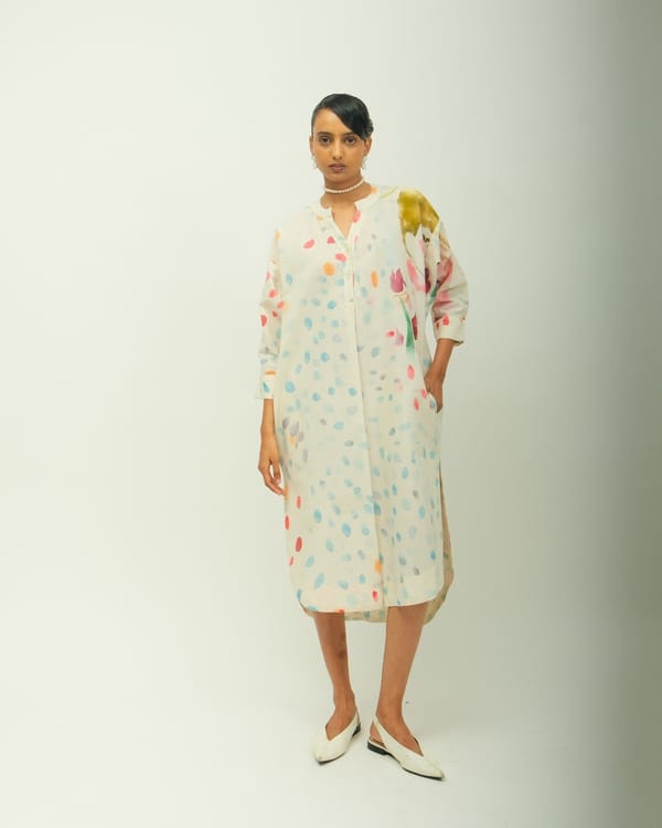 Off-White Abstract Print Anti-Fit Midi Shirt Dress — Ofrida