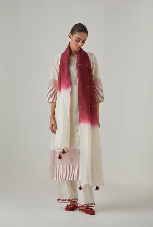 Silk Chanderi Polka Dot Long Kurta Set — Upavita
