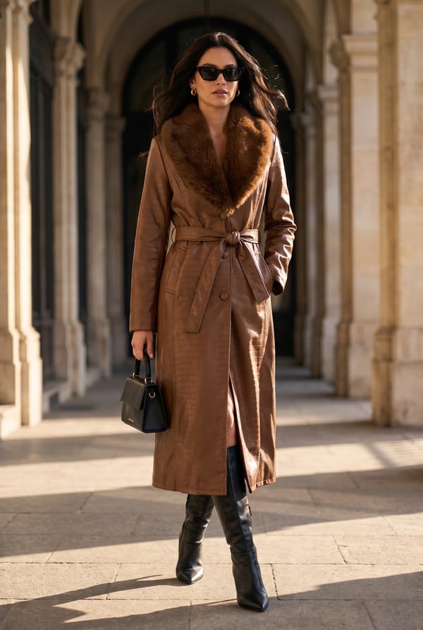 Faux Leather Fur Coat — AYRISS