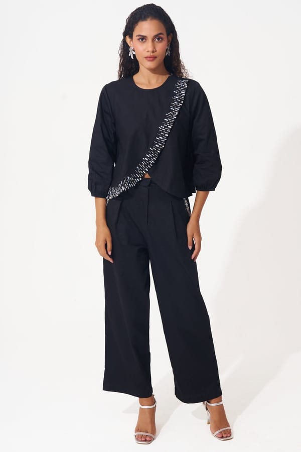 Cotton Co-ord Set with Embellished Border — Western Era