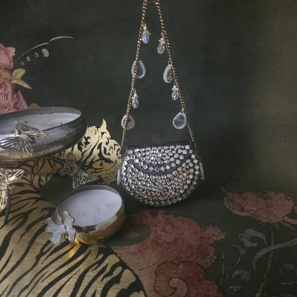 Mini Kundan Mosaic Bag Antique Gold — Adwita