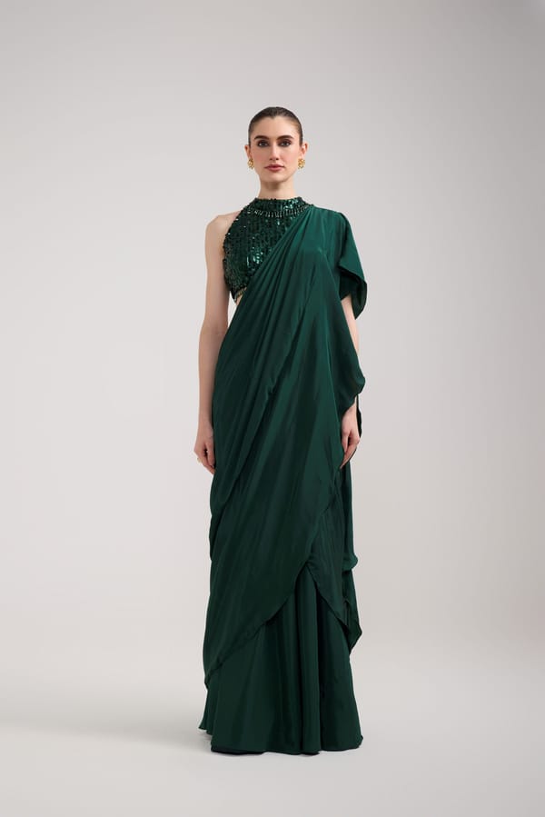 Sequin Ruffle Saree Set — Label IRIS