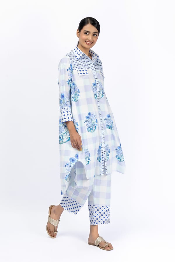 Roses Blue Safari Shirt + Tulip Pants — Jungle Marigold