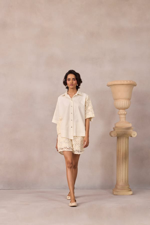 Vanilla Cloud Boxy Shirt and Shorts Co-ord Set — 63East