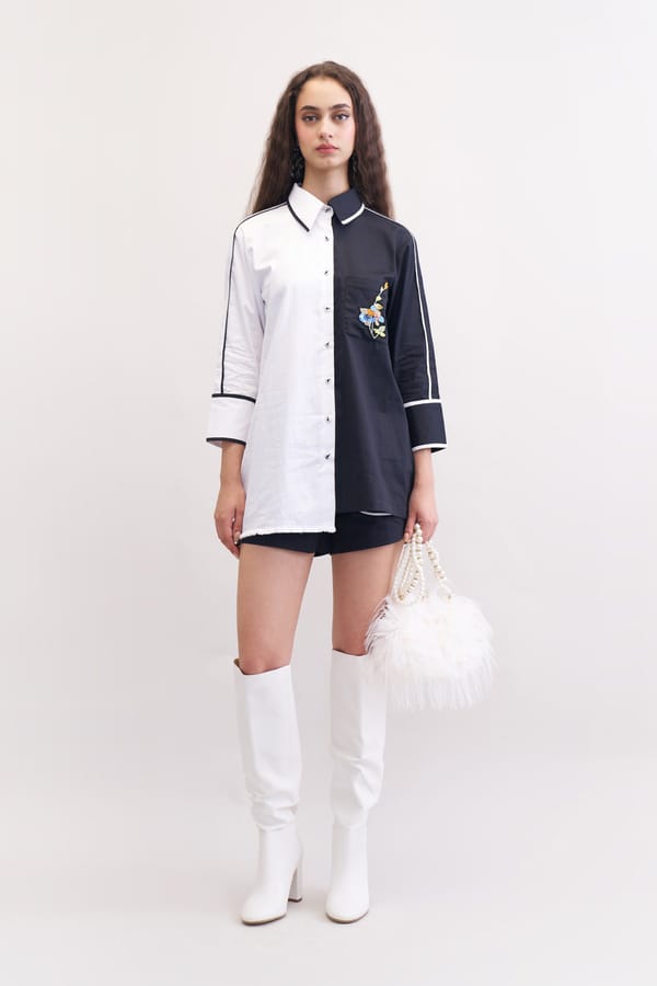 Black and White Colorblock Shirt and Shorts Co-ord Set — Our Love