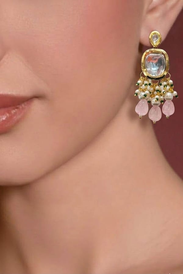 The Sia Kundan & Pastel Pink Drop — Beauty Spot Jewellery