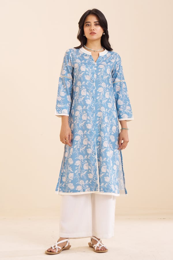 Premium Linen Blend Printed Kurta - Stylish — Truly SMA