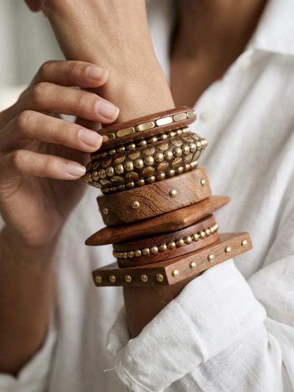 Handcrafted Wood Bangle Stack - Set of 6 — Jewellery by Mitali Jain