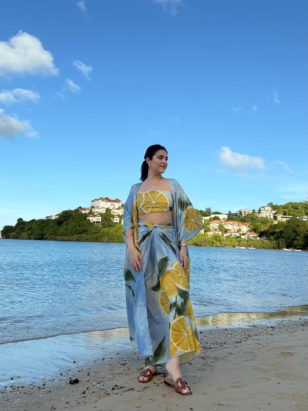 3-Piece Lemon Print Co-ord Set with Cape and Maxi Skirt — GAIMA LABEL