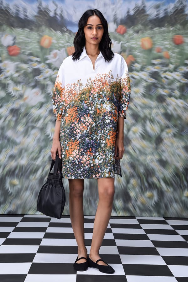 Meadow Print Relaxed Fit Cotton Poplin Shirt Dress — Genes Lecoanet Hemant