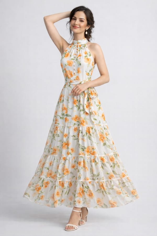Blossom Aura Halter Maxi Dress — Julo