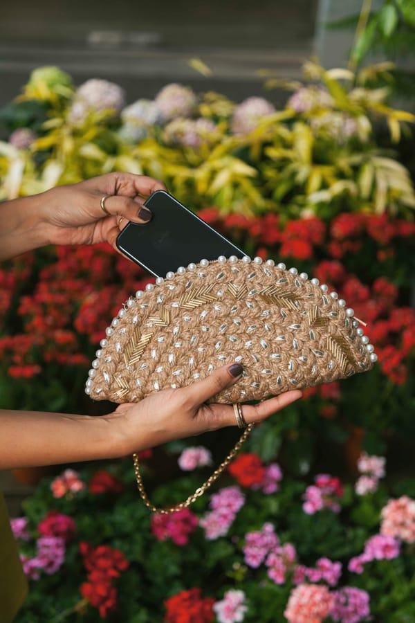 Silver Starlight Half Moon Clutch Bag — Dhaaga Life