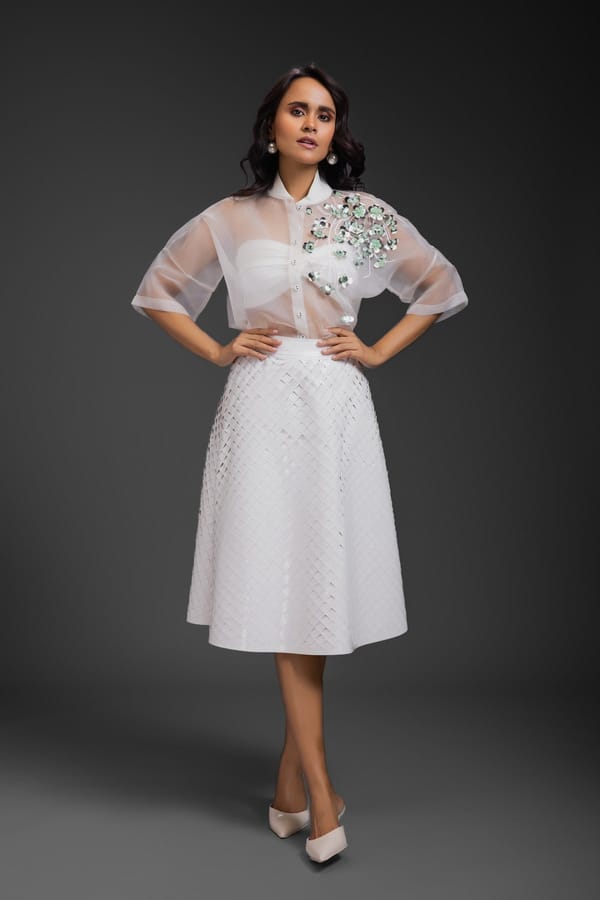 Sheer Top With Skirt — Deepika Arora