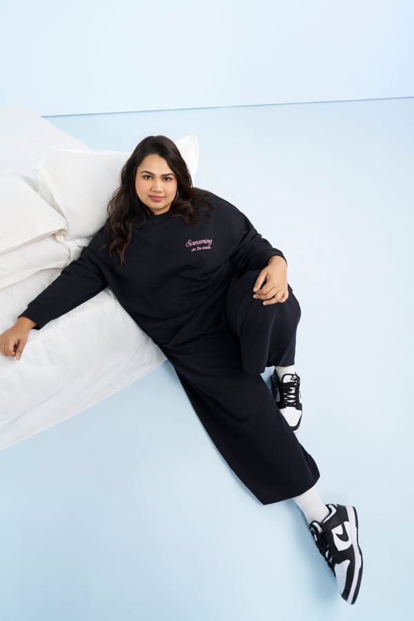 Black Wide-Leg Cotton Terry Lounge Pants — Necesera