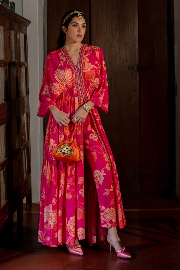 Floral Jaal Print Kaftan Set — Paulmi and Harsh