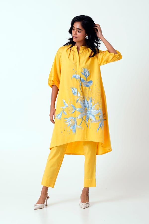 Canary Embroidered Tunic and Tapered Pants Co-ord Set — Madder Much