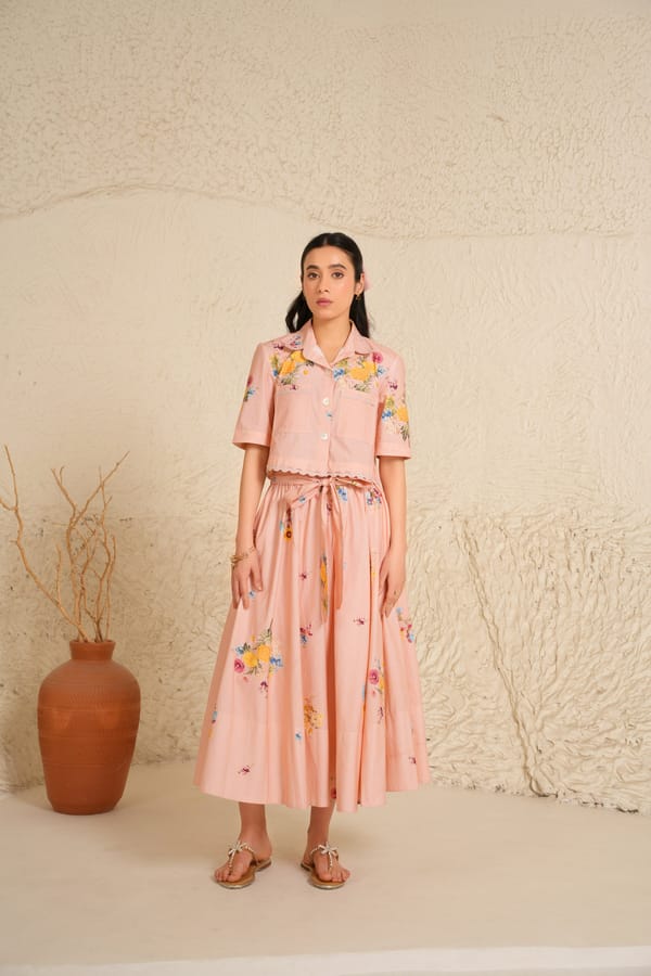 Soft Bloom Skirt Set — Moh India