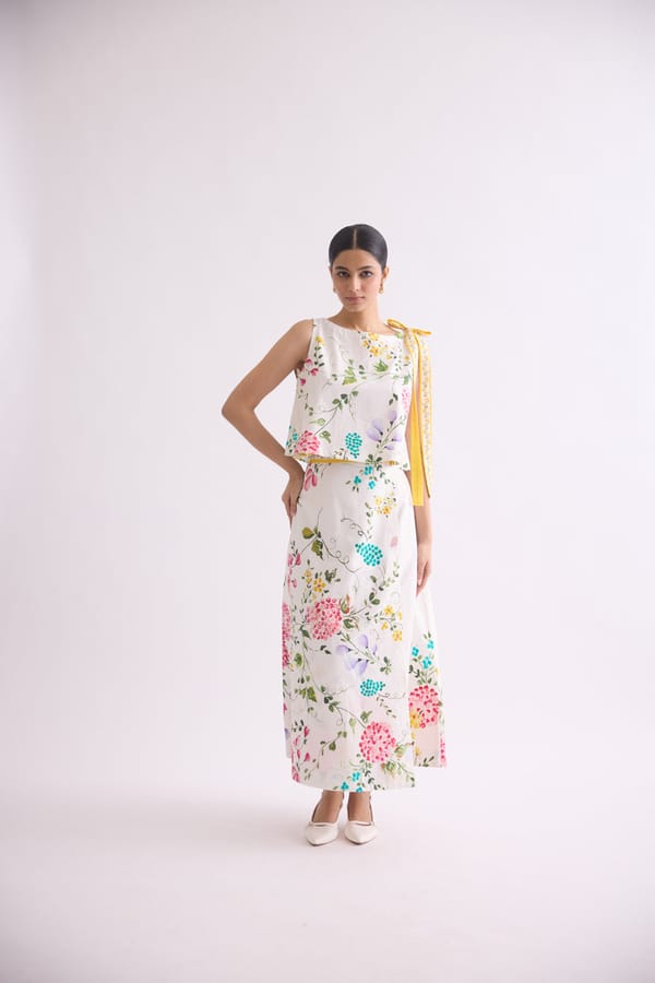 White Floral Poplin Top and Maxi Skirt Co-ord Set — THE FINICKY COLORIST