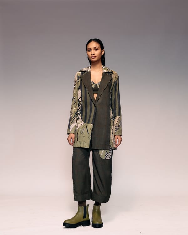 Olive Patch Blazer — Kritika Murarka