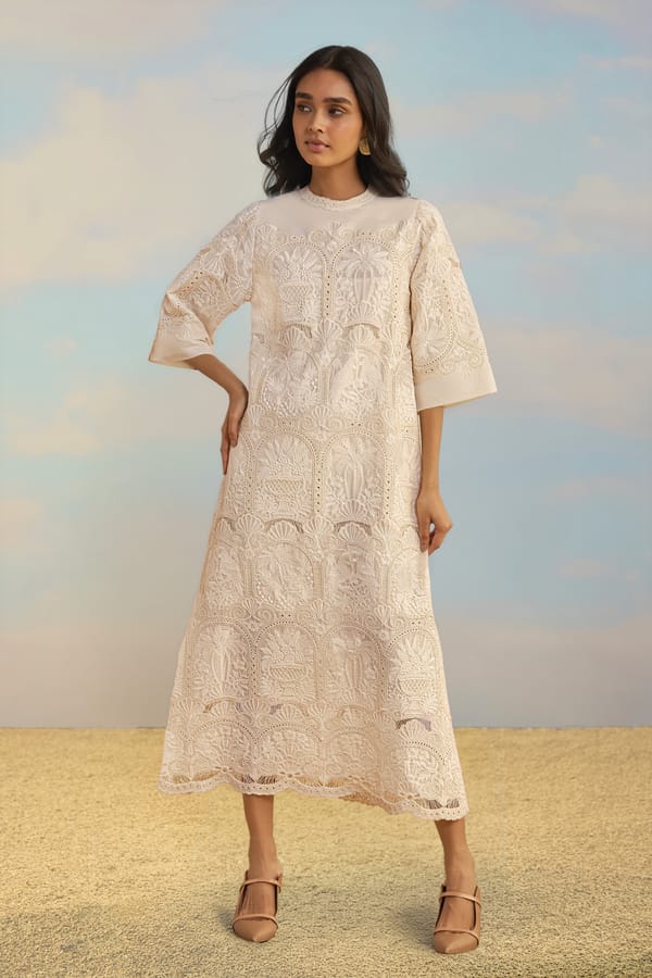 Cutwork Embroidered Scalloped Maxi — Dash and Dot