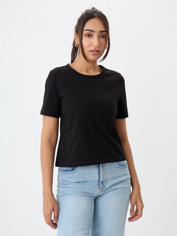 TrueStretch Black Baby Tee — Femmella