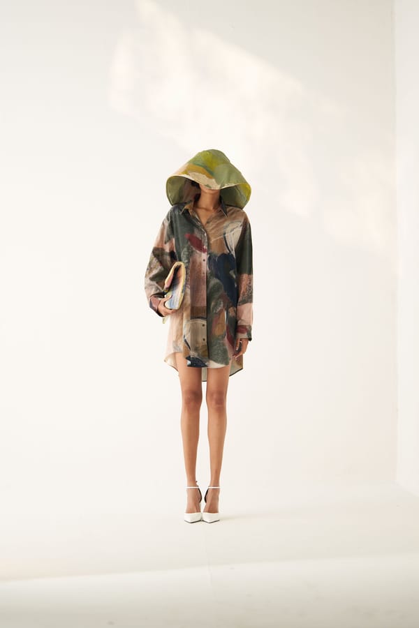Multicolor Abstract Print Cotton Poplin Shirt Dress — Ofrida