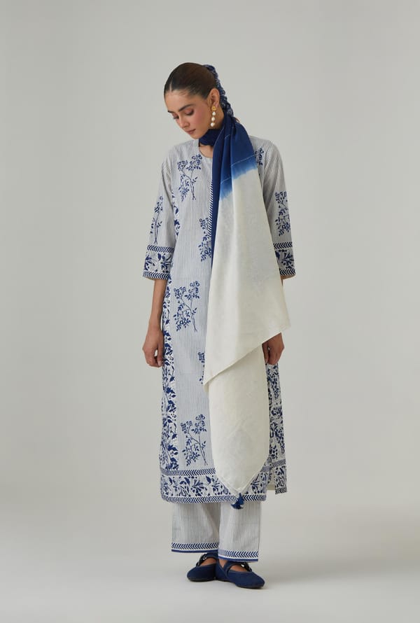 Hand Block Print Kurta With Side Panel Set — Upavita