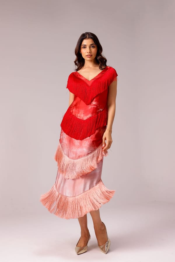 Rosette Fringe Dress — STUDIO SURBHI