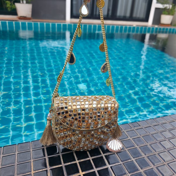 Mini Mirror Coin Bag Gold & Silver — Adwita