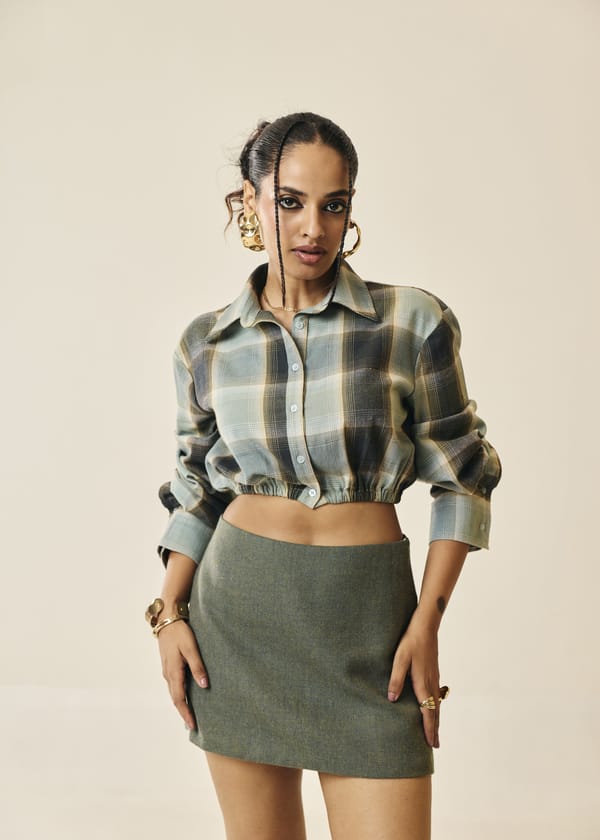Marlowe Plaid Cropped Shirt — Lea Clothing