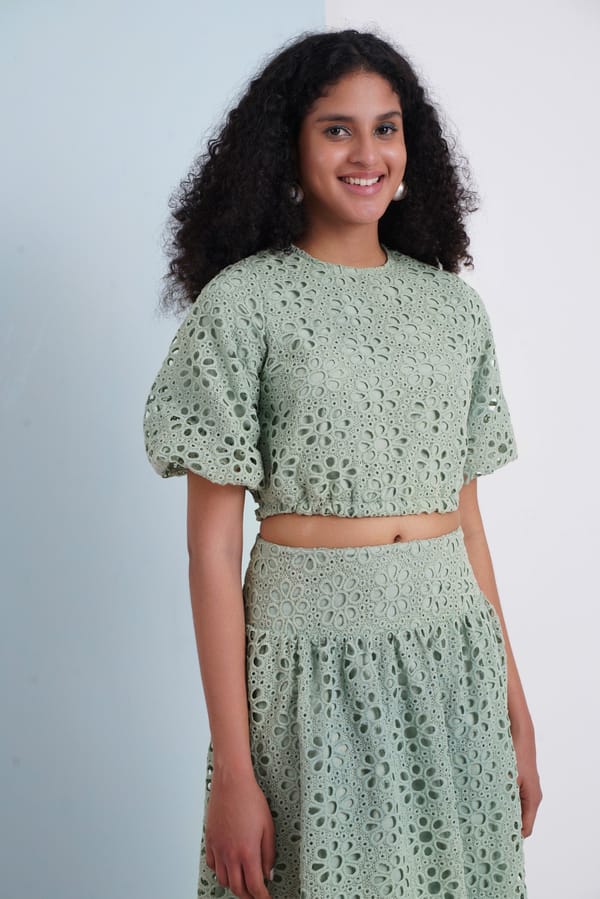 Hats Off Top- Aqua Floral Lace — Chöjé