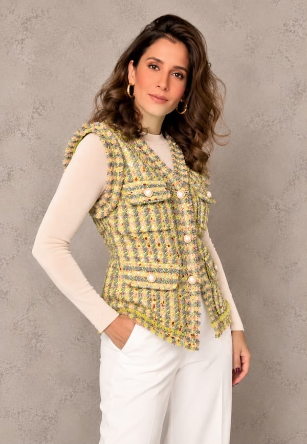 Textured Tweed Button-Down Vest — CLOSET AFFAIR