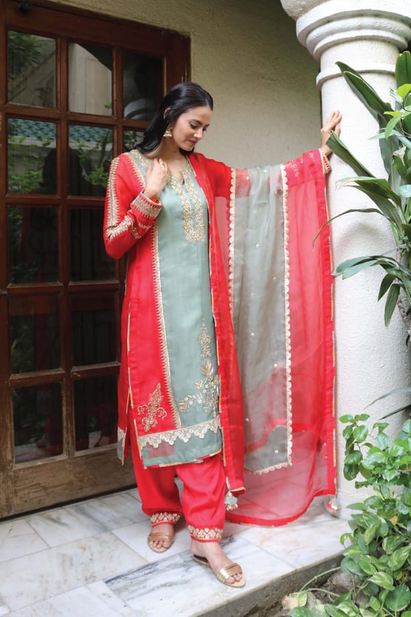 Kyra Organza Kurta With Pants — Kyra